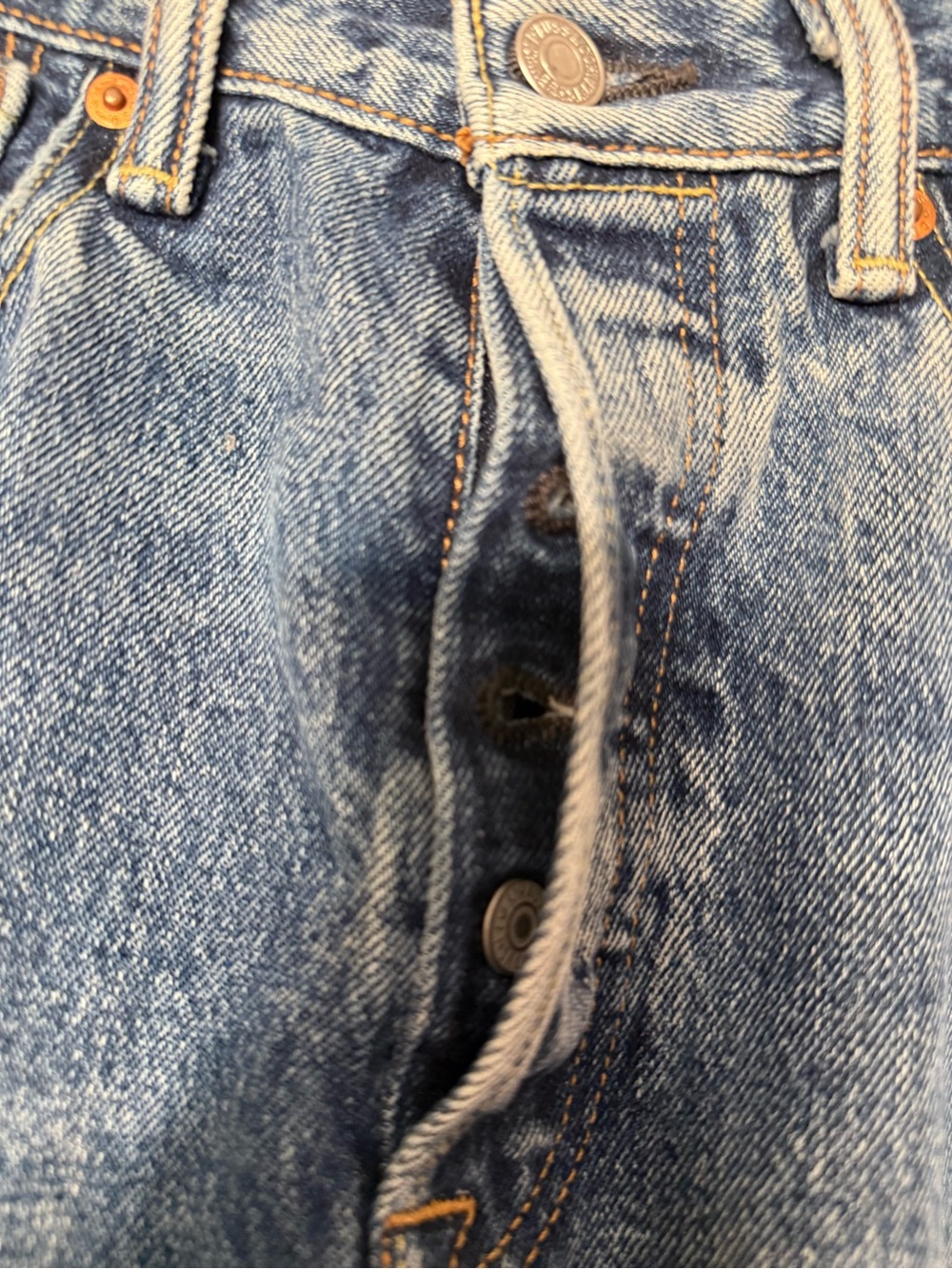 Levi’s 501 Jeans W31 L30 Blue 100% Cotton Button Fly Straight Leg Distressed - Picture 5 of 9